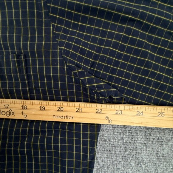 Viyella Green Blue Check Button Up Shirt Medium Cotton USA Made Long Sleeve - Picture 7 of 15